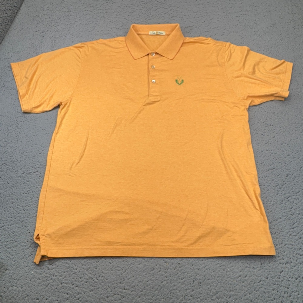 Peter Millar Polo Mens Medium Orange Peachtree Golf Club Logo Atlanta Preppy